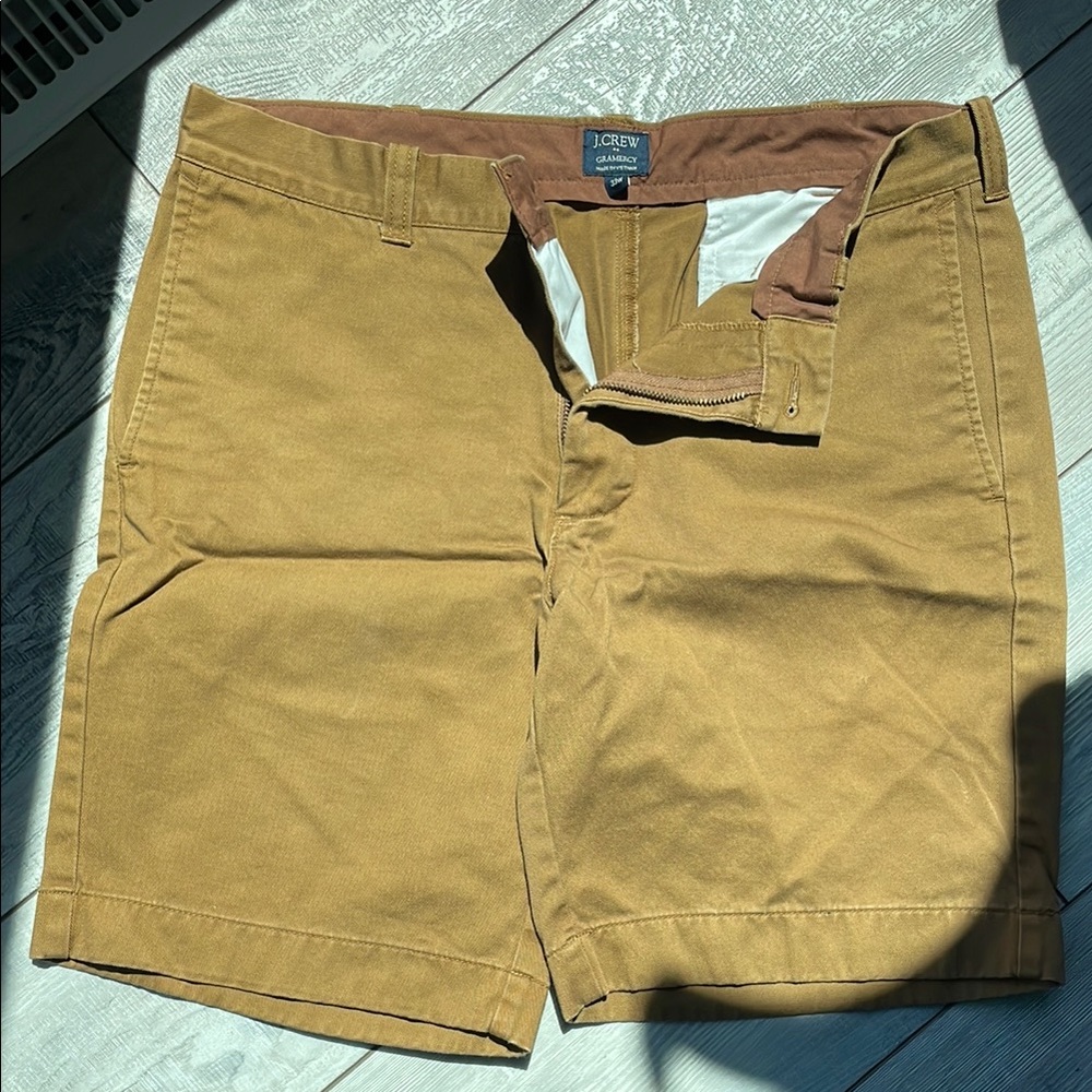 J. Crew Tan Flat Front Cotton Twill Shorts